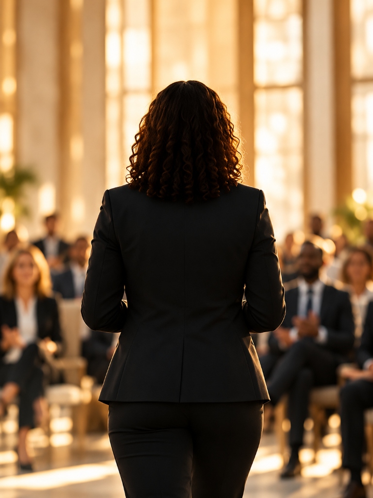 Executive speaker addressing high-level corporate audience