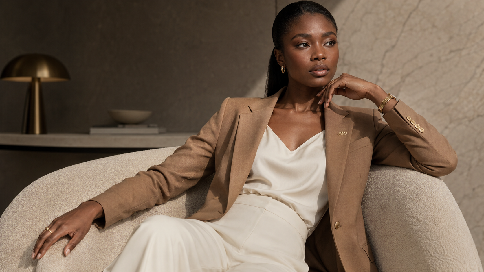 Camel Wool Tailored Blazer