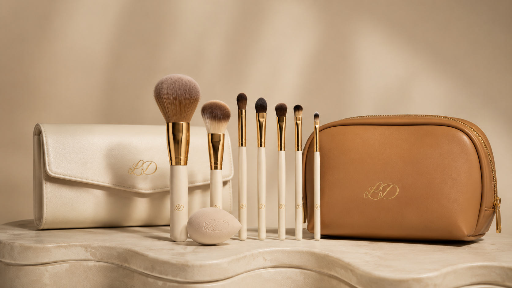 UMATTR Glow Master Brush Set & Luxury Cosmetic Bag